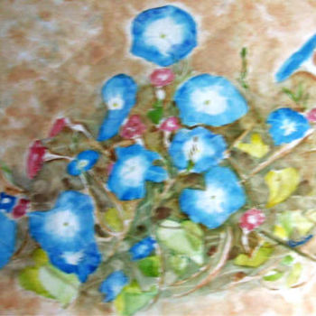 Painting titled "Liserons bleus" by Luigina, Original Artwork, Oil