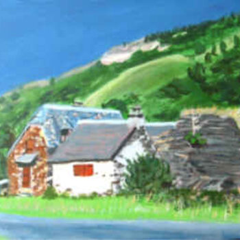 Peinture intitulée "Cabane de montagne" par Luigina, Œuvre d'art originale, Huile