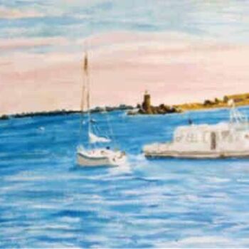 Painting titled "Le phare" by Luigina, Original Artwork, Oil