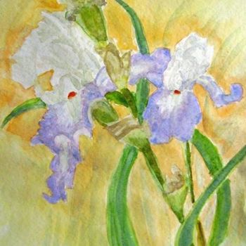 Painting titled "d'iris bleu" by Luigina, Original Artwork, Oil