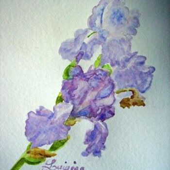 Painting titled "iris bleu" by Luigina, Original Artwork, Oil