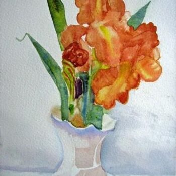 Malerei mit dem Titel "iris maron" von Luigina, Original-Kunstwerk, Öl