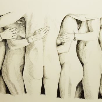 Drawing titled "The big hug" by Lacasa, Original Artwork, Ink