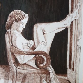 Desenho intitulada "Tiempo de relajación" por Lacasa, Obras de arte originais, Tinta