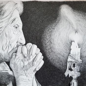Dibujo titulada "Voló sin cuerpo" por Lacasa, Obra de arte original, Tinta