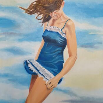 Painting titled "Windy 2" by Lacasa, Original Artwork, Oil Mounted on Other rigid panel