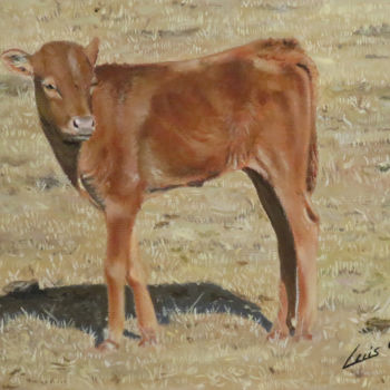 Painting titled "becerra en el campo…" by Lacasa, Original Artwork, Oil