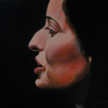 Pintura intitulada "perfil-de-mujer.jpg" por Lacasa, Obras de arte originais, Óleo