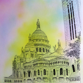 「sacre-coeur.jpg」というタイトルの描画 Lacasaによって, オリジナルのアートワーク, インク