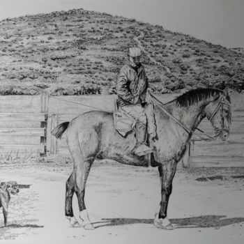 Drawing titled "Mayoral y el perro…" by Lacasa, Original Artwork, Ink