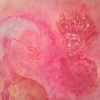 Painting titled "Jung and the Chief" by Luís Bastos, Original Artwork, Acrylic Mounted on Wood Stretcher frame