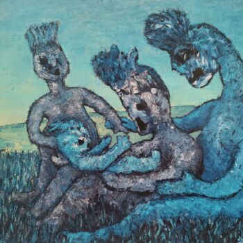 Painting titled "Wilson's family" by Luís Bastos, Original Artwork, Acrylic Mounted on Wood Stretcher frame