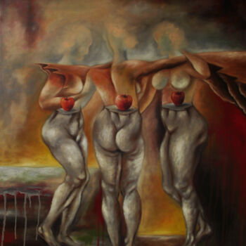 Painting titled "As três virgens" by Luis Duro, Original Artwork, Oil