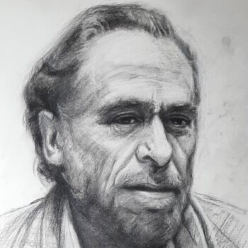 Disegno intitolato "Charles Bukowski" da Filipe Carvalho, Opera d'arte originale, Carbone