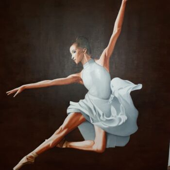 Painting titled "Bailarina de blanco…" by Luis Guinea (Luison), Original Artwork, Oil Mounted on Wood Stretcher frame