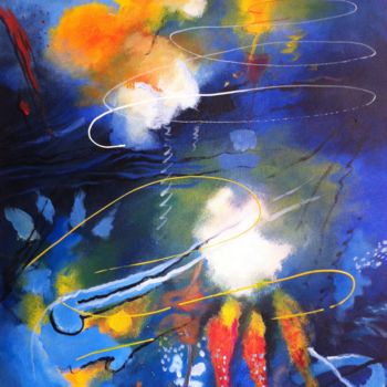 Painting titled "Mar azul" by Jorge Leaño, Original Artwork, Acrylic