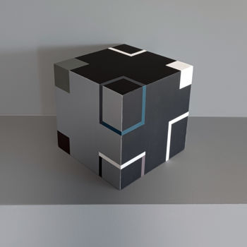 Rzeźba zatytułowany „Cube H” autorstwa Luis Medina, Oryginalna praca, Drewno