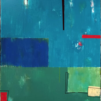绘画 标题为“Green and blue comp…” 由Luis Medina, 原创艺术品, 丙烯 安装在木质担架架上