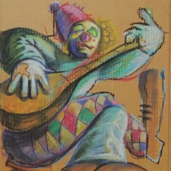 Pintura intitulada "Palhaço" por Luís Mestre, Obras de arte originais, Pastel
