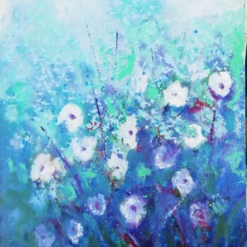 Painting titled "SPRING IN BLUE" by Luis Miguel Aparisi, Original Artwork, Oil Mounted on Wood Stretcher frame