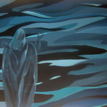 Pittura intitolato "la signora del mare…" da Luisa Giovagnoli, Opera d'arte originale, Olio