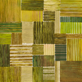 Textile Art titled "verdes" by Luisa Grau, Original Artwork, Thread Mounted on Cardboard