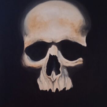 Painting titled "Calavera 2" by Luis Segura López, Original Artwork, Oil Mounted on Wood Stretcher frame