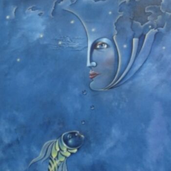 Peinture intitulée "serenata del pez en…" par Luis Garcidueñas, Œuvre d'art originale, Huile