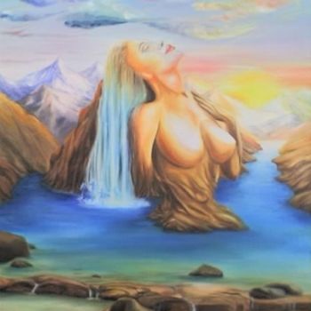 Painting titled "cachoeira" by Luís Rodrigues D'Oxossi, Original Artwork