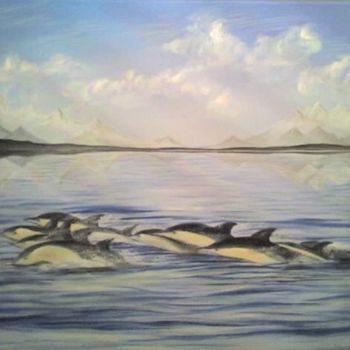 Painting titled "golfinhos" by Luís Rodrigues D'Oxossi, Original Artwork