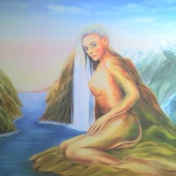 Painting titled "a montanha" by Luís Rodrigues D'Oxossi, Original Artwork
