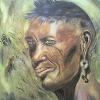 Pintura intitulada "índio" por Luís Rodrigues D'Oxossi, Obras de arte originais