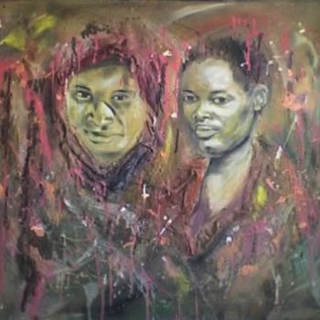 Malerei mit dem Titel "africanos" von Luís Rodrigues D'Oxossi, Original-Kunstwerk