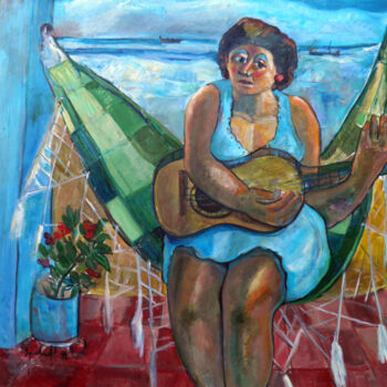 Painting titled "mus012 - Mulher na…" by Luiz Carlos De Andrade Lima, Original Artwork, Oil