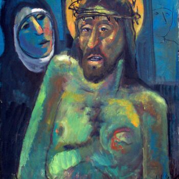 Pintura intitulada "mus022 - Cristo" por Luiz Carlos De Andrade Lima, Obras de arte originais, Óleo
