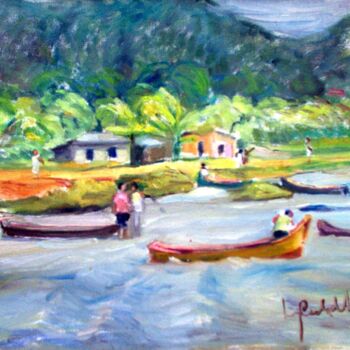 Painting titled "mus038 - Praia de M…" by Luiz Carlos De Andrade Lima, Original Artwork, Oil