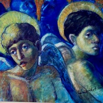 Pintura intitulada "mus046 - Anjos" por Luiz Carlos De Andrade Lima, Obras de arte originais, Óleo