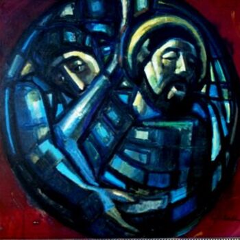 Pittura intitolato "mus059 - Cristo" da Luiz Carlos De Andrade Lima, Opera d'arte originale, Olio