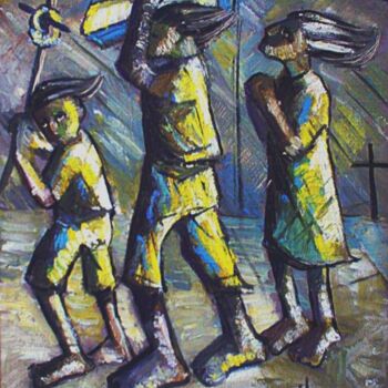 Painting titled "mus100 - A partida" by Luiz Carlos De Andrade Lima, Original Artwork, Oil