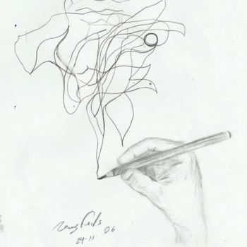 Drawing titled "peixe,pássaro,água…" by Luiz Fads, Original Artwork