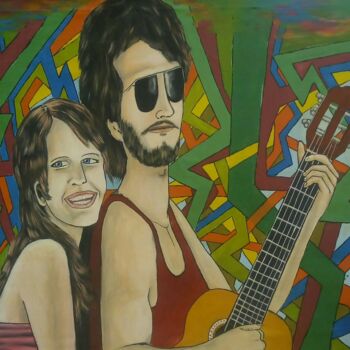 Painting titled "Casal feliz" by Luiz Mendes, Original Artwork