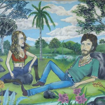Painting titled "Hippies" by Luiz Mendes, Original Artwork