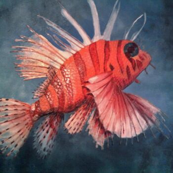 Painting titled "Lion Fish" by Luiza Estrella, Original Artwork, Other