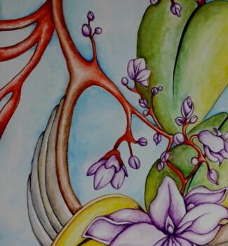 Desenho intitulada "Primavera Oriental" por Luiza Vieira, Obras de arte originais, Aquarela