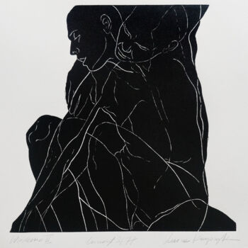 Gravures & estampes intitulée "Wcielenie II" par Luiza Kasprzyk, Œuvre d'art originale, Linogravures
