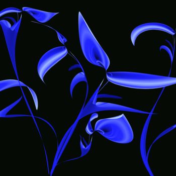 Painting titled "Blue Moon Flowers" by Luiz Botelho, Original Artwork