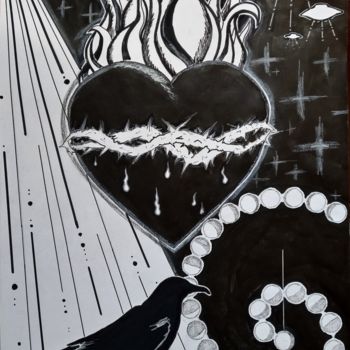 Dessin intitulée "This Strange Heart" par Luiz Matos, Œuvre d'art originale, Marqueur