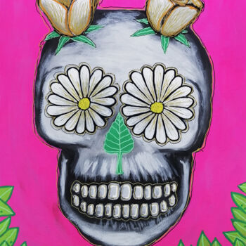 Painting titled "Pink skull" by Lukas Pavlisin, Original Artwork, Acrylic