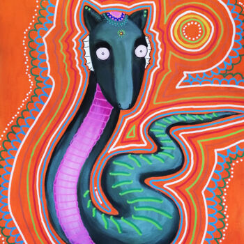 Painting titled "Snake with ears" by Lukas Pavlisin, Original Artwork, Acrylic