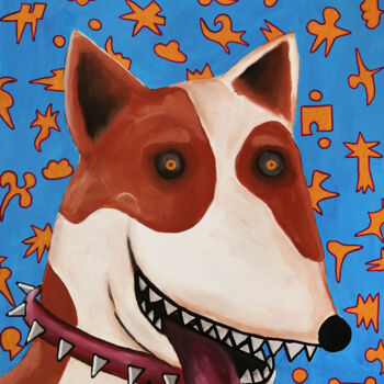 Malerei mit dem Titel "Mad dog" von Lukas Pavlisin, Original-Kunstwerk, Acryl